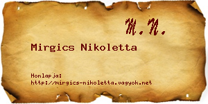 Mirgics Nikoletta névjegykártya